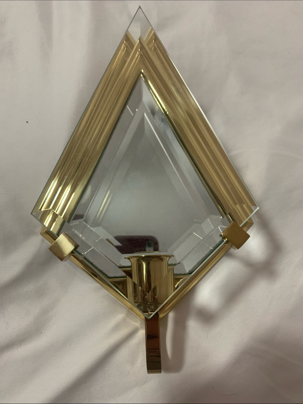 PARTYLITE Glass & Gold Wall Sconce Mirror Candle Holder